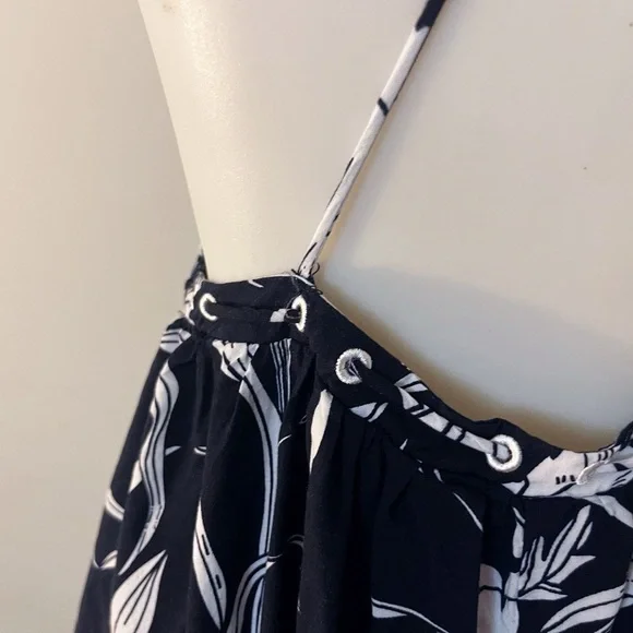 HOMMAGE Black and White Floral Maxi Dress Resortwear Boho Bohemian Vacation - Picture 3 of 6